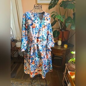 The Limited Silky Floral Belted Dress